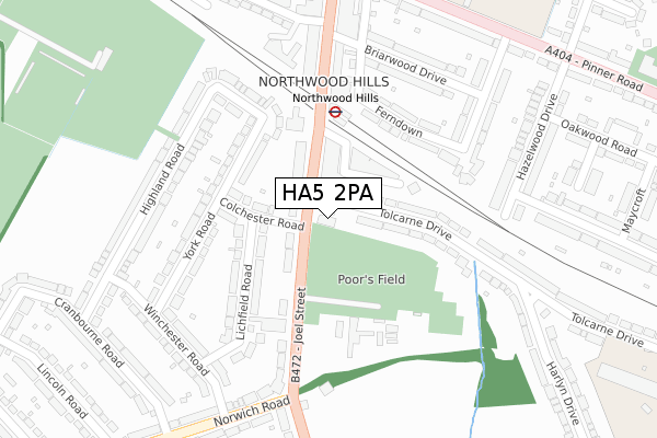 HA5 2PA map - large scale - OS Open Zoomstack (Ordnance Survey)