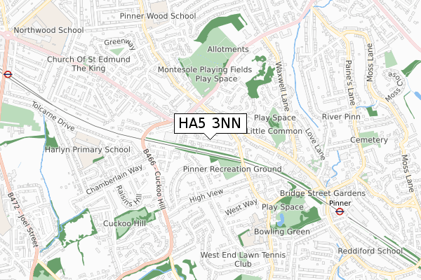 HA5 3NN map - small scale - OS Open Zoomstack (Ordnance Survey)