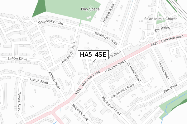 HA5 4SE map - large scale - OS Open Zoomstack (Ordnance Survey)