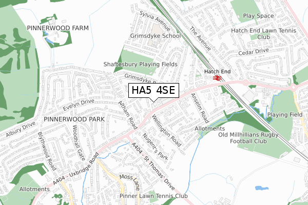HA5 4SE map - small scale - OS Open Zoomstack (Ordnance Survey)