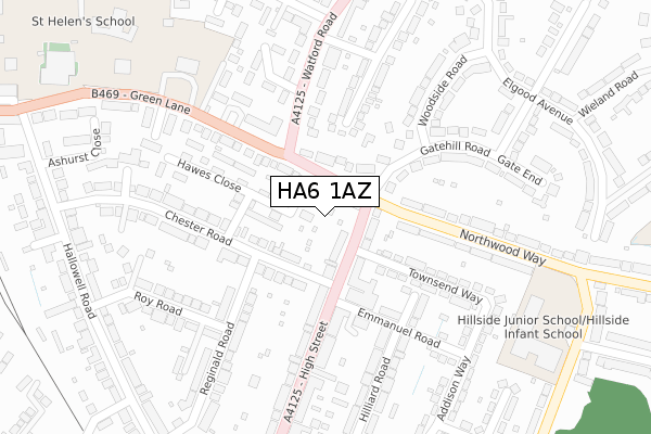 HA6 1AZ map - large scale - OS Open Zoomstack (Ordnance Survey)