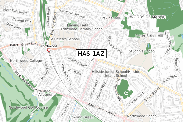 HA6 1AZ map - small scale - OS Open Zoomstack (Ordnance Survey)