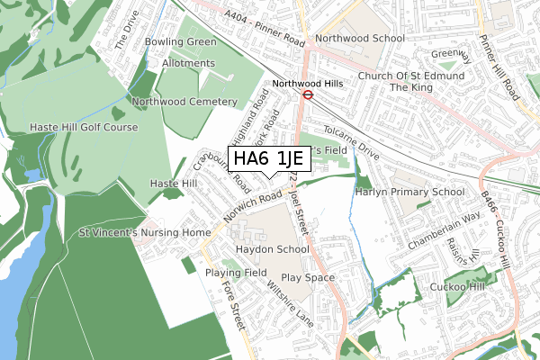 HA6 1JE map - small scale - OS Open Zoomstack (Ordnance Survey)