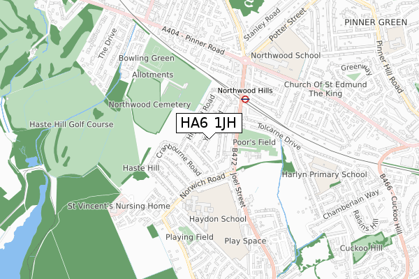 HA6 1JH map - small scale - OS Open Zoomstack (Ordnance Survey)