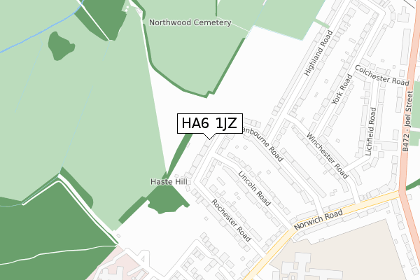 HA6 1JZ map - large scale - OS Open Zoomstack (Ordnance Survey)