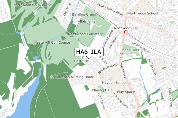 HA6 1LA map - small scale - OS Open Zoomstack (Ordnance Survey)