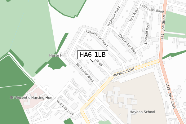 HA6 1LB map - large scale - OS Open Zoomstack (Ordnance Survey)