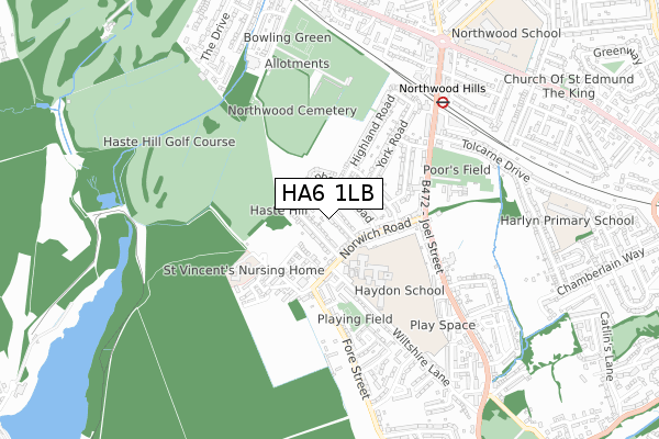 HA6 1LB map - small scale - OS Open Zoomstack (Ordnance Survey)