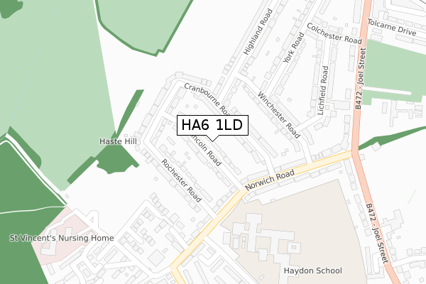 HA6 1LD map - large scale - OS Open Zoomstack (Ordnance Survey)