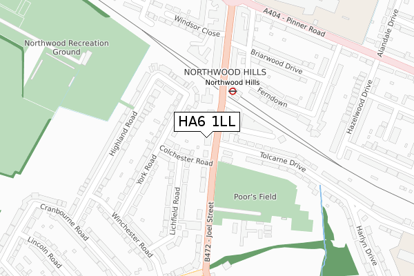 HA6 1LL map - large scale - OS Open Zoomstack (Ordnance Survey)