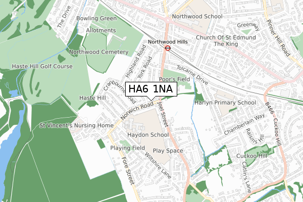 HA6 1NA map - small scale - OS Open Zoomstack (Ordnance Survey)