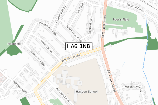 HA6 1NB map - large scale - OS Open Zoomstack (Ordnance Survey)