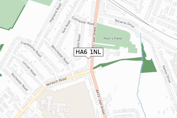 HA6 1NL map - large scale - OS Open Zoomstack (Ordnance Survey)