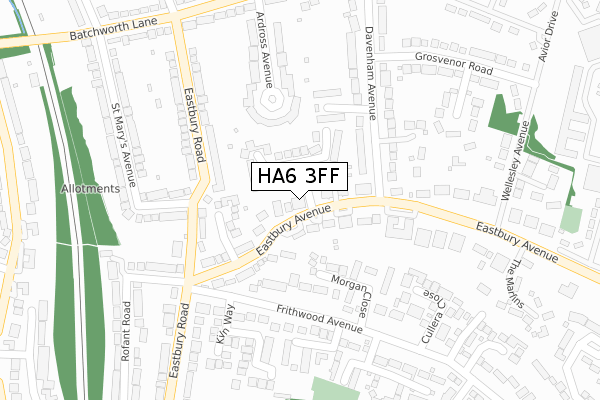 HA6 3FF map - large scale - OS Open Zoomstack (Ordnance Survey)