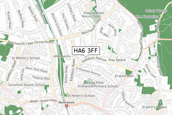 HA6 3FF map - small scale - OS Open Zoomstack (Ordnance Survey)