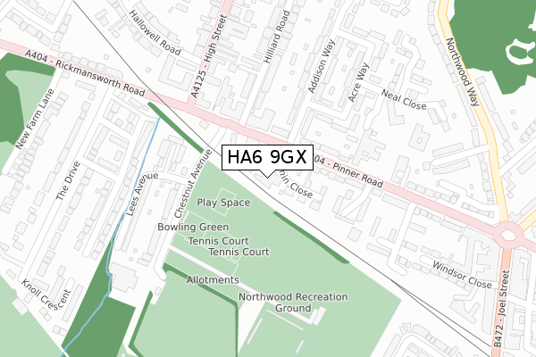 HA6 9GX map - large scale - OS Open Zoomstack (Ordnance Survey)