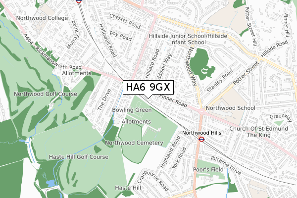 HA6 9GX map - small scale - OS Open Zoomstack (Ordnance Survey)