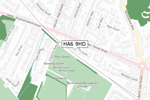 HA6 9HD map - large scale - OS Open Zoomstack (Ordnance Survey)