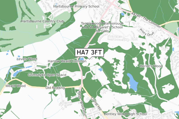 HA7 3FT map - small scale - OS Open Zoomstack (Ordnance Survey)