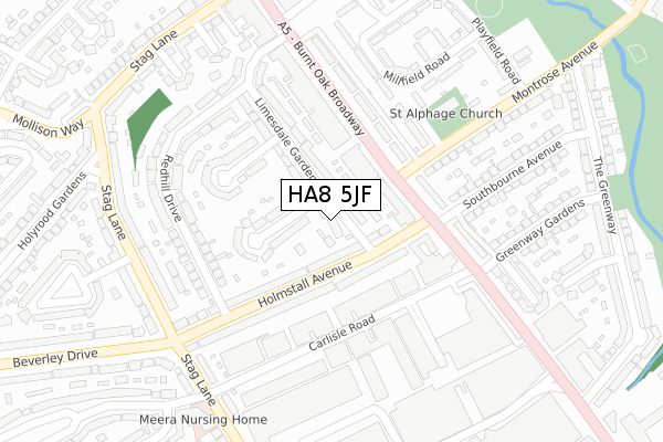 HA8 5JF map - large scale - OS Open Zoomstack (Ordnance Survey)