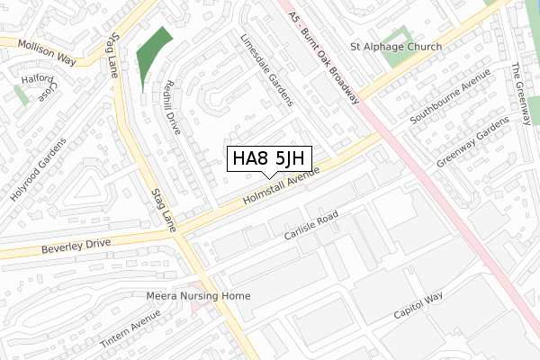 HA8 5JH map - large scale - OS Open Zoomstack (Ordnance Survey)