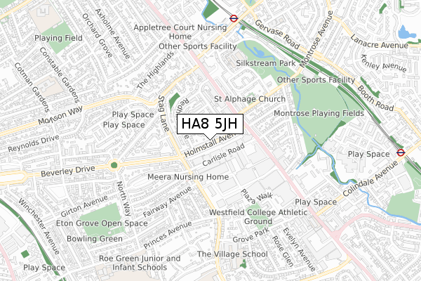 HA8 5JH map - small scale - OS Open Zoomstack (Ordnance Survey)