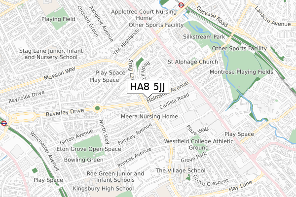 HA8 5JJ map - small scale - OS Open Zoomstack (Ordnance Survey)