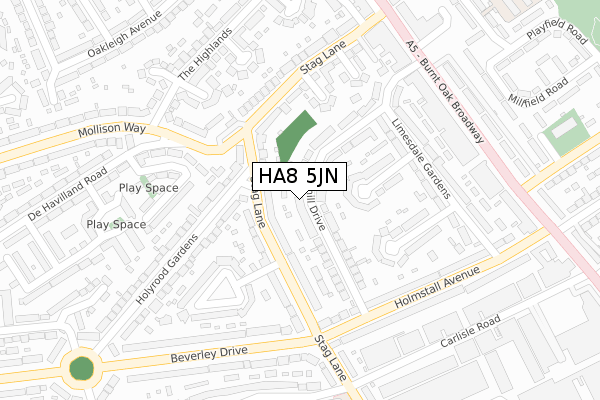 HA8 5JN map - large scale - OS Open Zoomstack (Ordnance Survey)