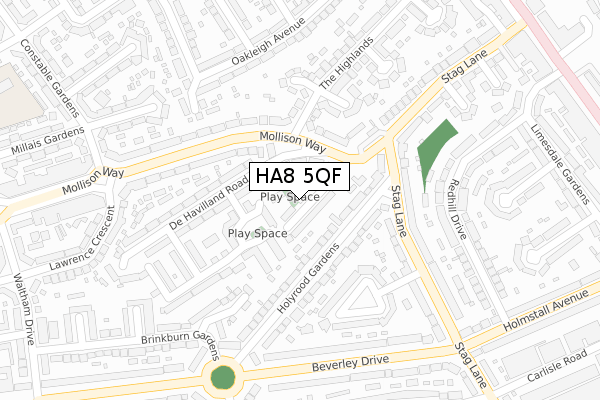 HA8 5QF map - large scale - OS Open Zoomstack (Ordnance Survey)