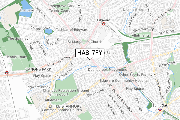 HA8 7FY map - small scale - OS Open Zoomstack (Ordnance Survey)