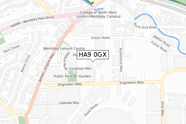 HA9 0GX map - large scale - OS Open Zoomstack (Ordnance Survey)