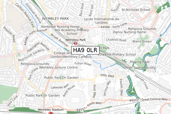HA9 0LR map - small scale - OS Open Zoomstack (Ordnance Survey)