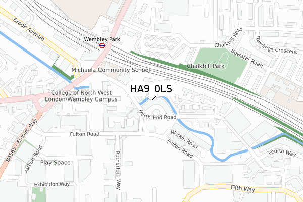 HA9 0LS map - large scale - OS Open Zoomstack (Ordnance Survey)