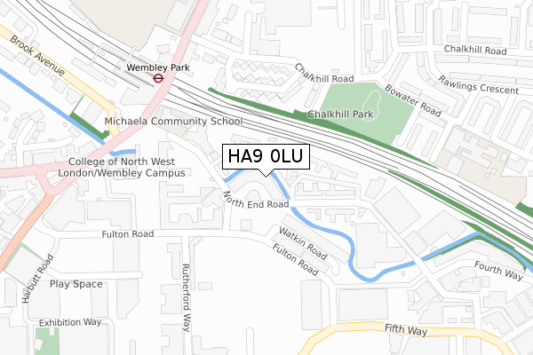 HA9 0LU map - large scale - OS Open Zoomstack (Ordnance Survey)