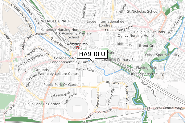 HA9 0LU map - small scale - OS Open Zoomstack (Ordnance Survey)