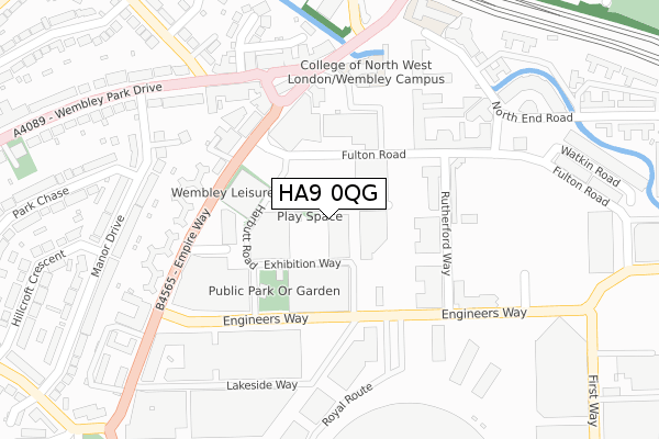 HA9 0QG map - large scale - OS Open Zoomstack (Ordnance Survey)