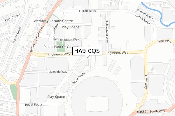 HA9 0QS map - large scale - OS Open Zoomstack (Ordnance Survey)