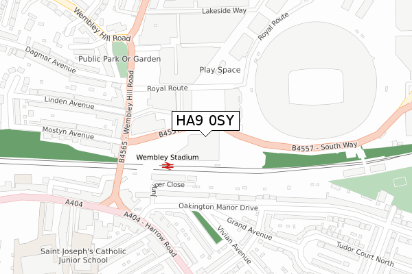 HA9 0SY map - large scale - OS Open Zoomstack (Ordnance Survey)