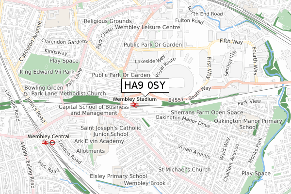 HA9 0SY map - small scale - OS Open Zoomstack (Ordnance Survey)