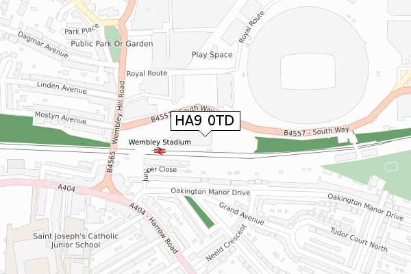 HA9 0TD map - large scale - OS Open Zoomstack (Ordnance Survey)