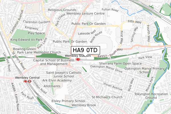 HA9 0TD map - small scale - OS Open Zoomstack (Ordnance Survey)