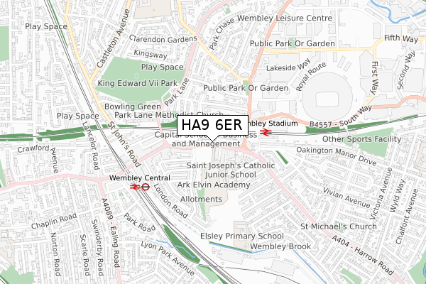 HA9 6ER map - small scale - OS Open Zoomstack (Ordnance Survey)