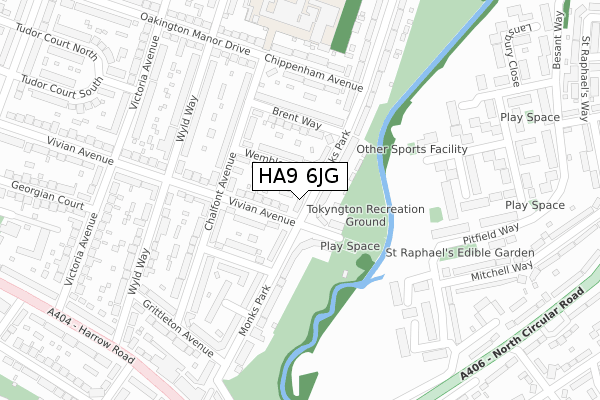 HA9 6JG map - large scale - OS Open Zoomstack (Ordnance Survey)