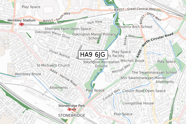 HA9 6JG map - small scale - OS Open Zoomstack (Ordnance Survey)