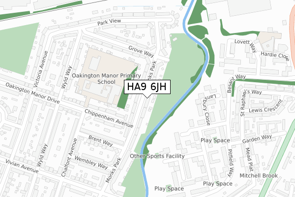 HA9 6JH map - large scale - OS Open Zoomstack (Ordnance Survey)