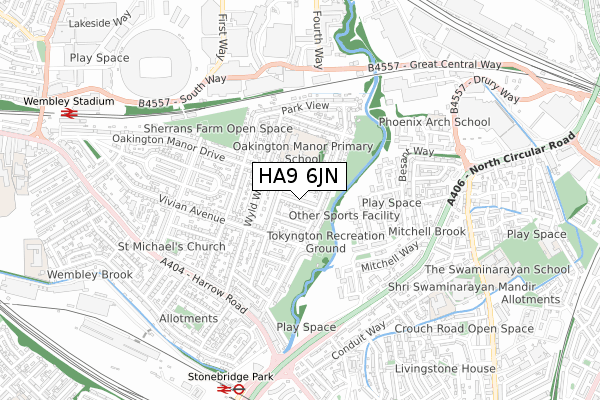 HA9 6JN map - small scale - OS Open Zoomstack (Ordnance Survey)