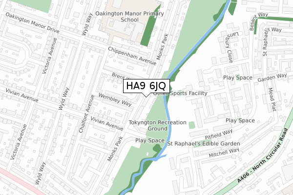 HA9 6JQ map - large scale - OS Open Zoomstack (Ordnance Survey)