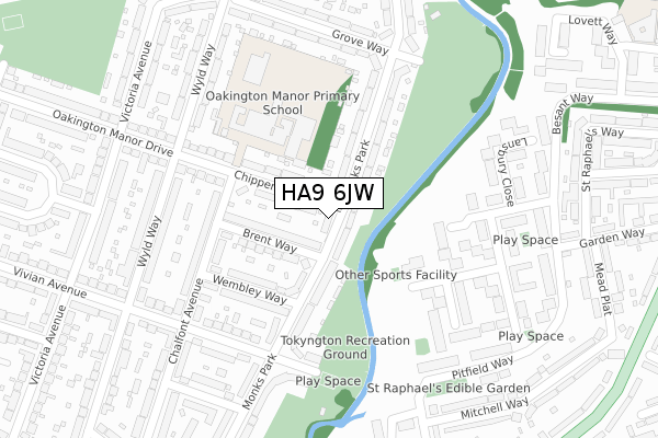 HA9 6JW map - large scale - OS Open Zoomstack (Ordnance Survey)