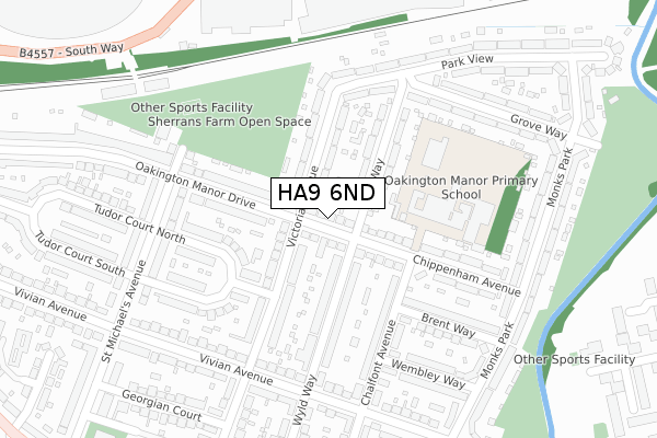 HA9 6ND map - large scale - OS Open Zoomstack (Ordnance Survey)