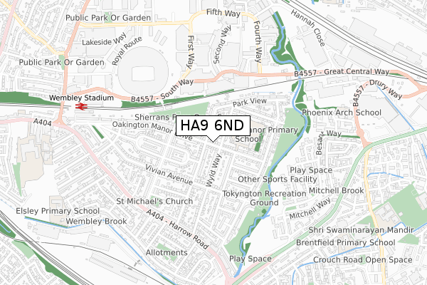 HA9 6ND map - small scale - OS Open Zoomstack (Ordnance Survey)